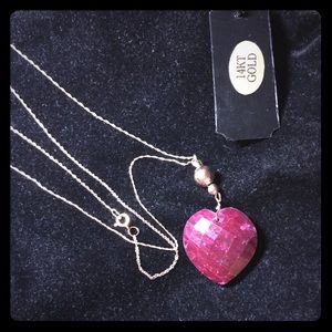 Briolette Ruby heart necklace and solid 14k chain